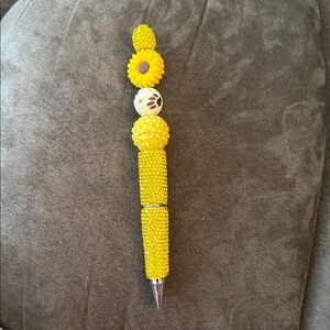 Yellow Beaded Decorative Pen